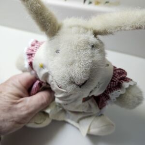 Boyds Bears Cream and Red Plush Bunny Toy